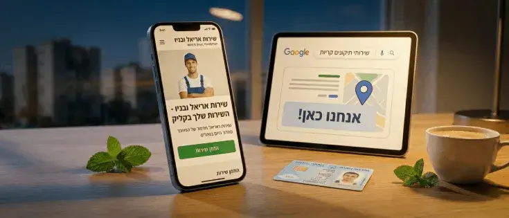 Small business owner working on laptop — digital presence for business in Israel